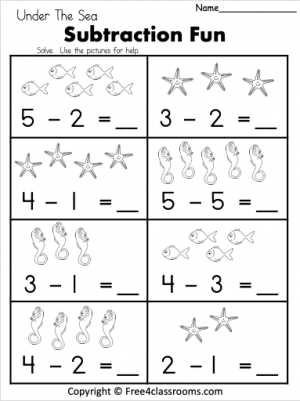 math subtraction worksheets for kindergarten