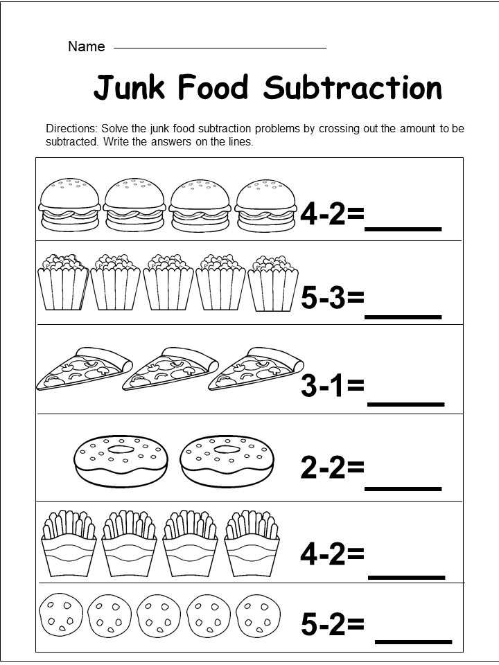 math subtraction worksheets for kindergarten