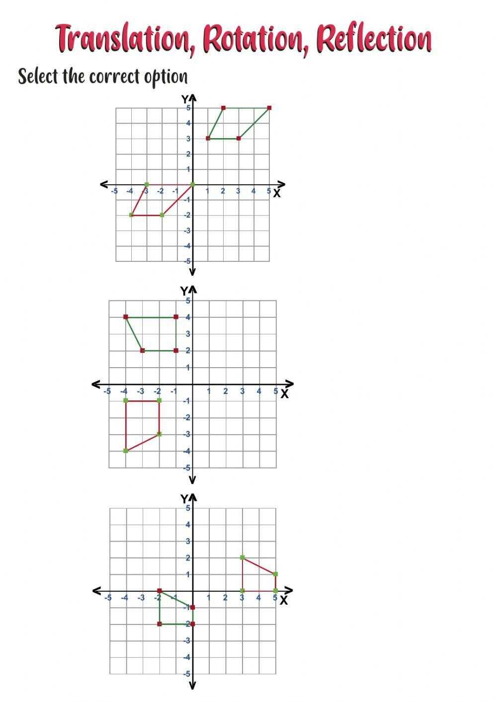 math transformation worksheets