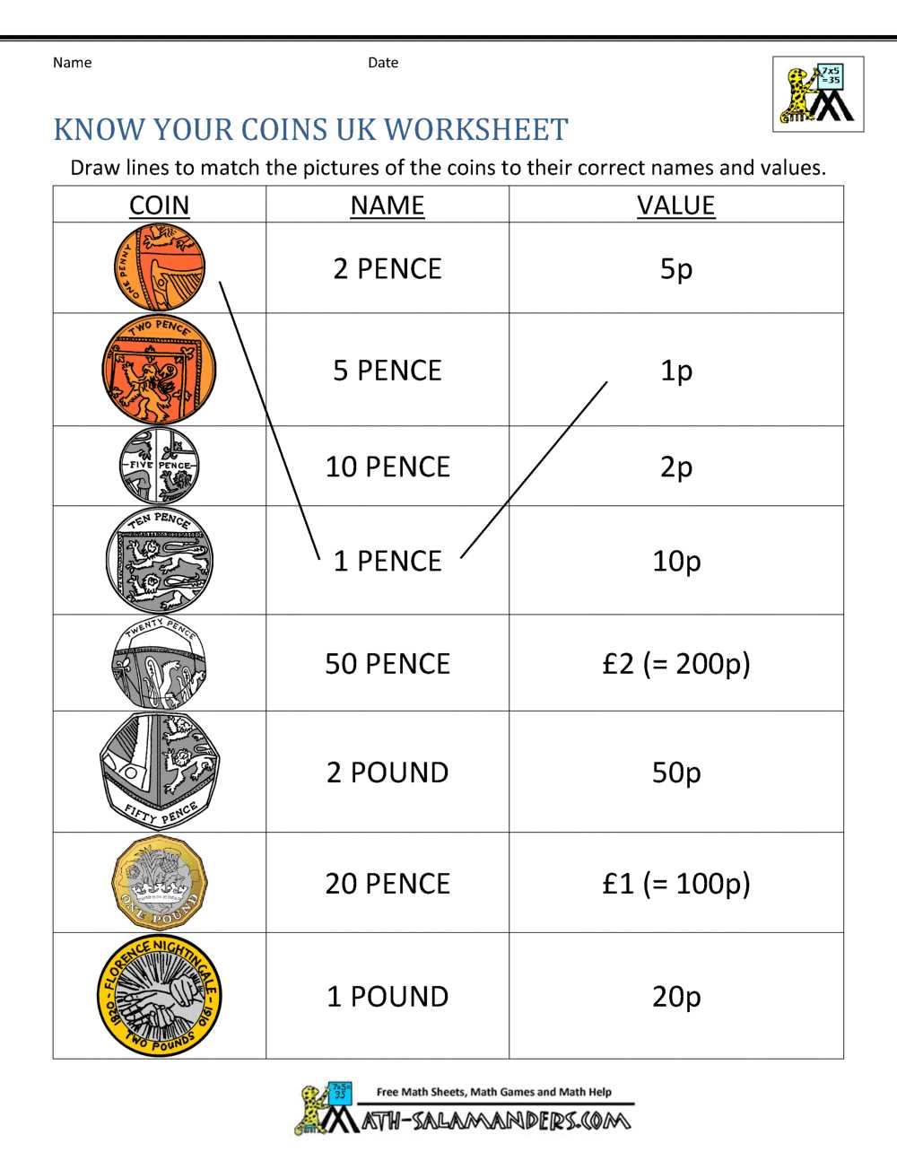 math worksheets coins