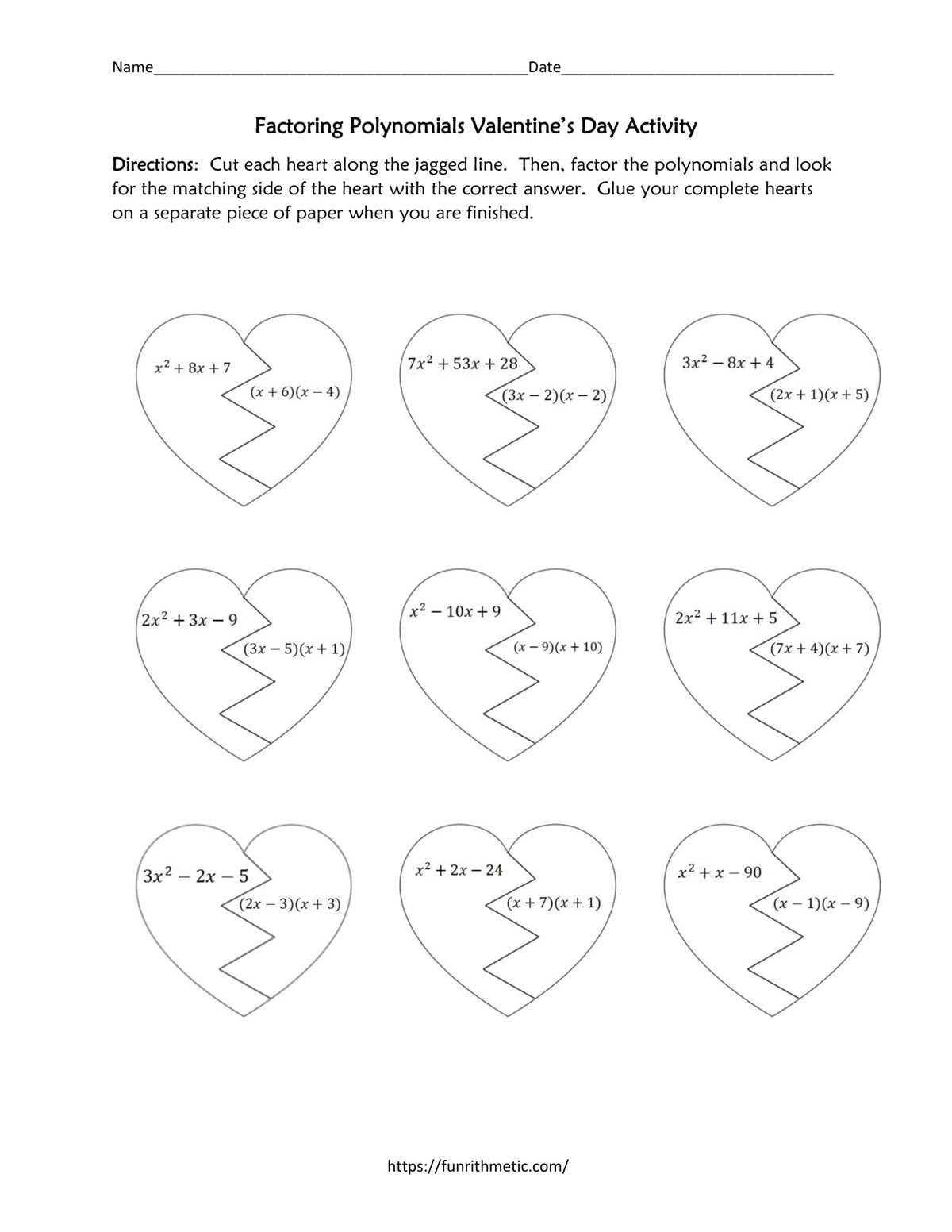 math worksheets factoring