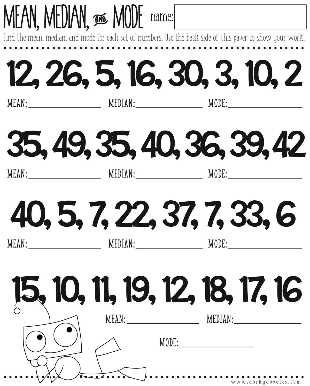 mean median mode worksheets mean median mode worksheets