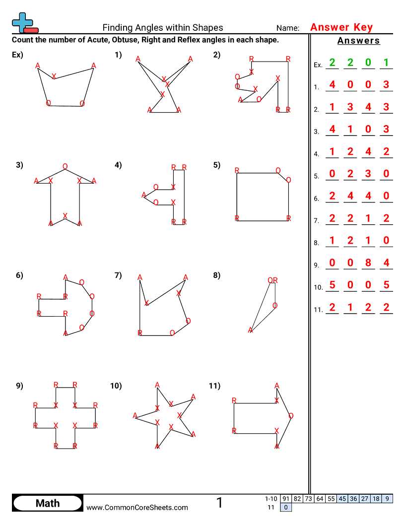 measuring missing angles worksheet