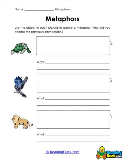 metaphors worksheet