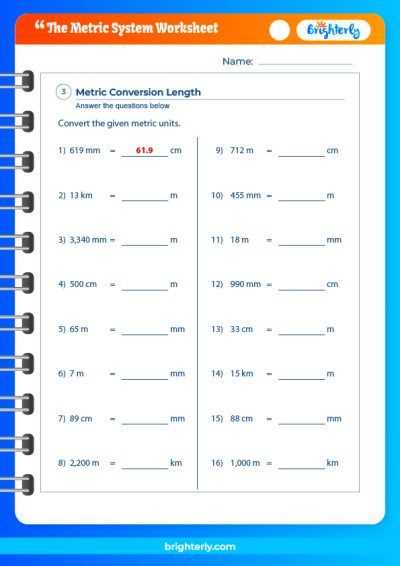 metric measurement conversion worksheet