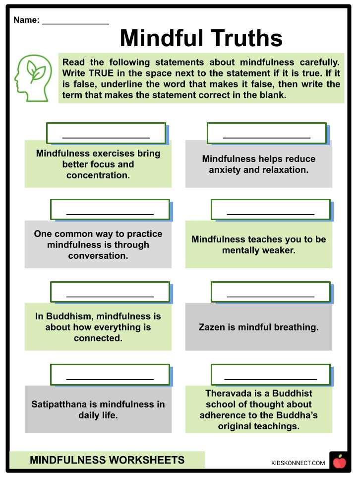 mindfulness worksheets