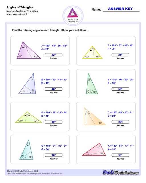 missing angle worksheet