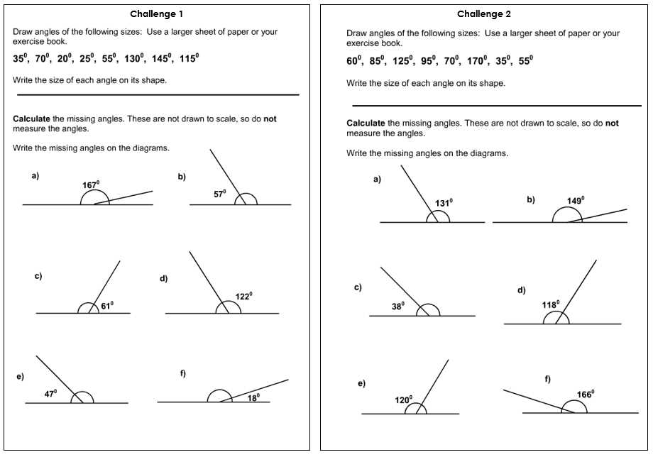 missing angle worksheet