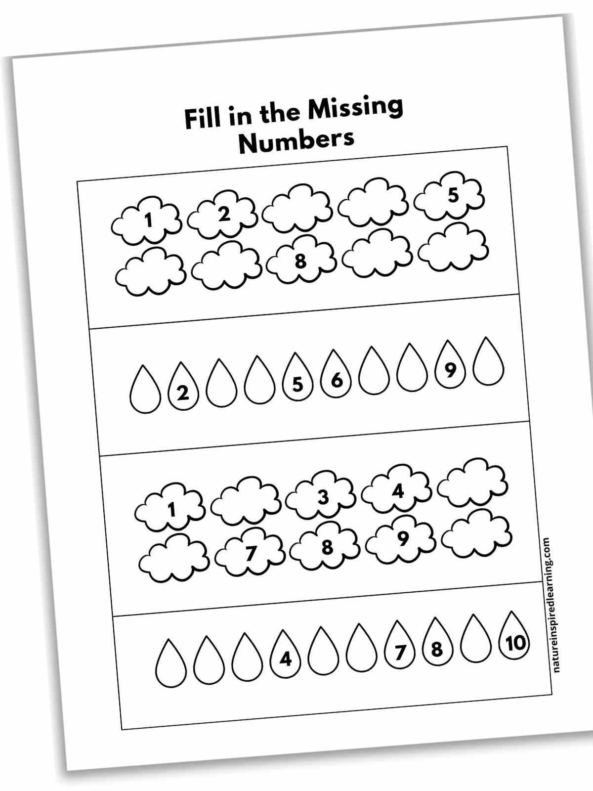 missing number worksheet
