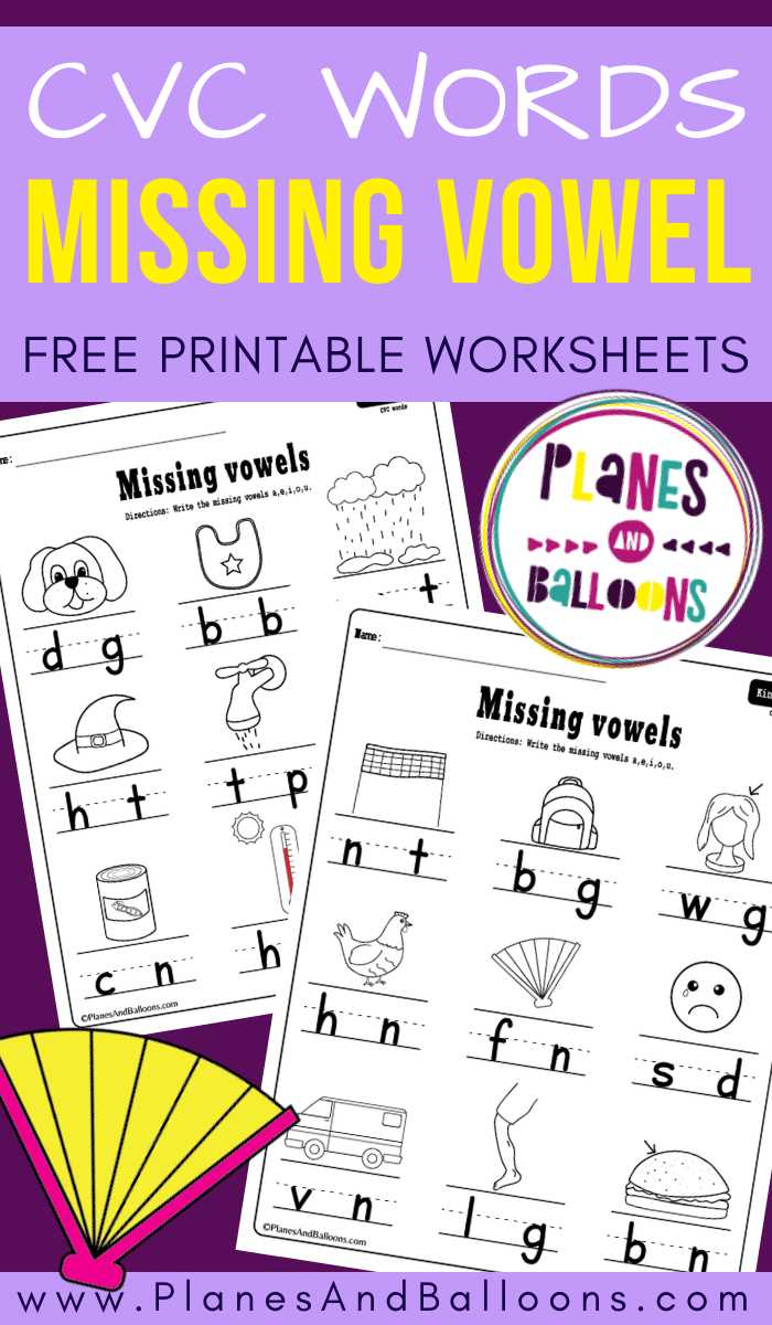 missing vowel worksheets