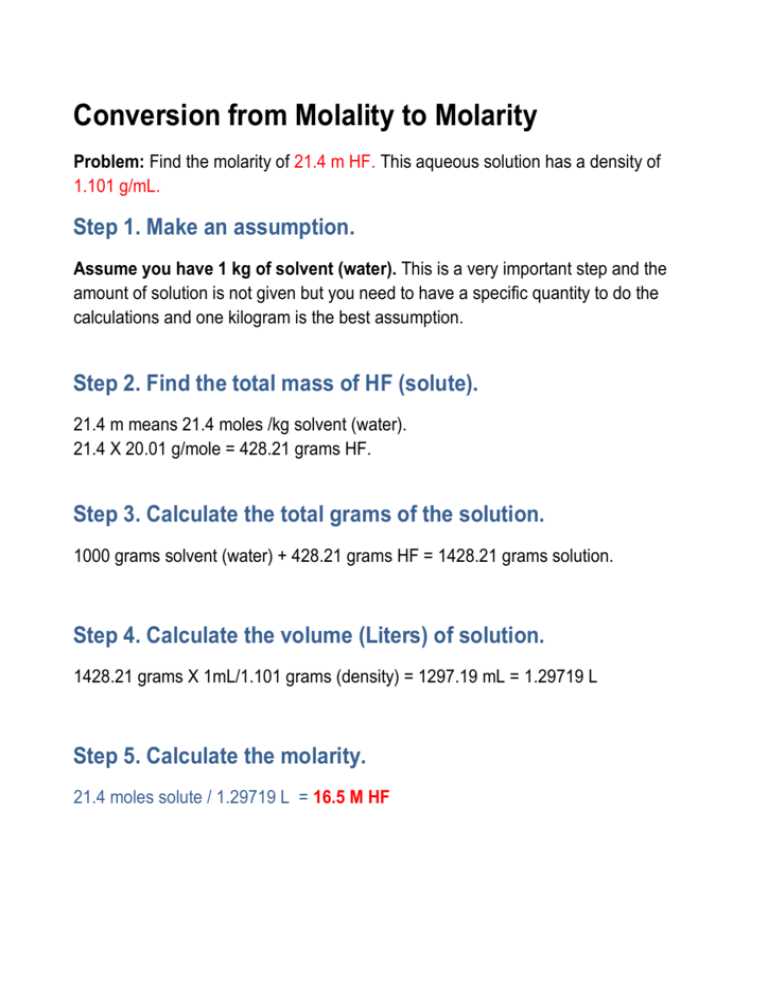 molarity practice worksheet
