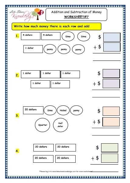 money worksheets grade 3