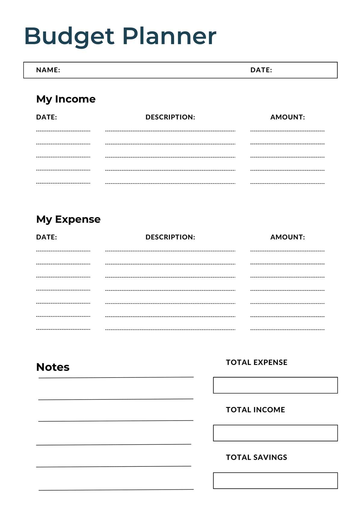monthly budget worksheet free printable