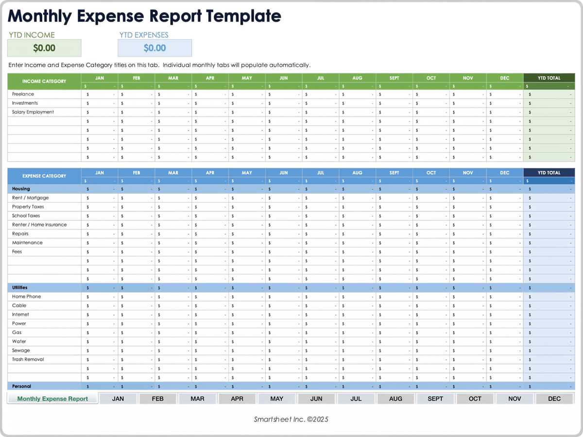monthly expense worksheet