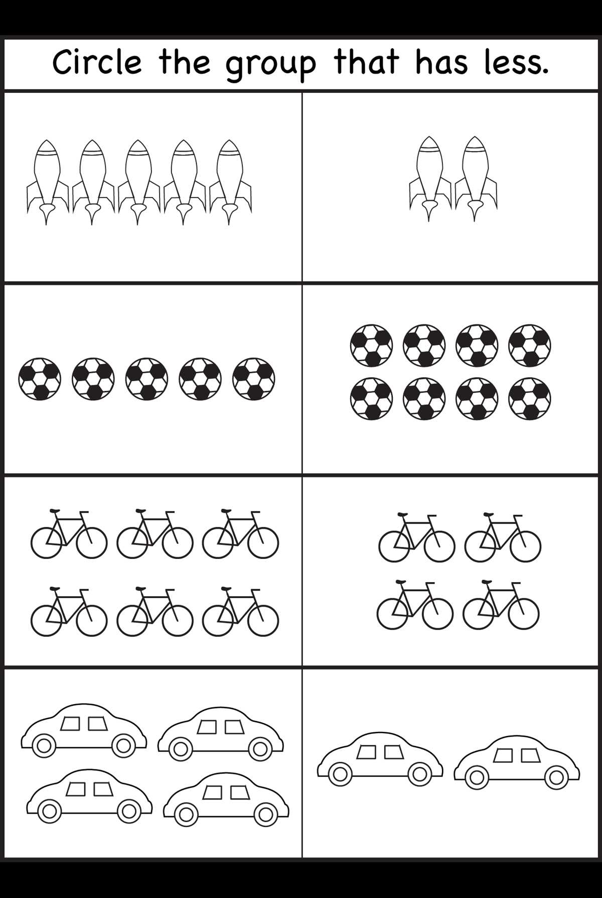 more or less worksheets for kindergarten