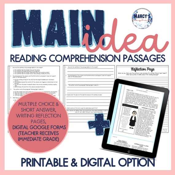 multiple choice main idea worksheets