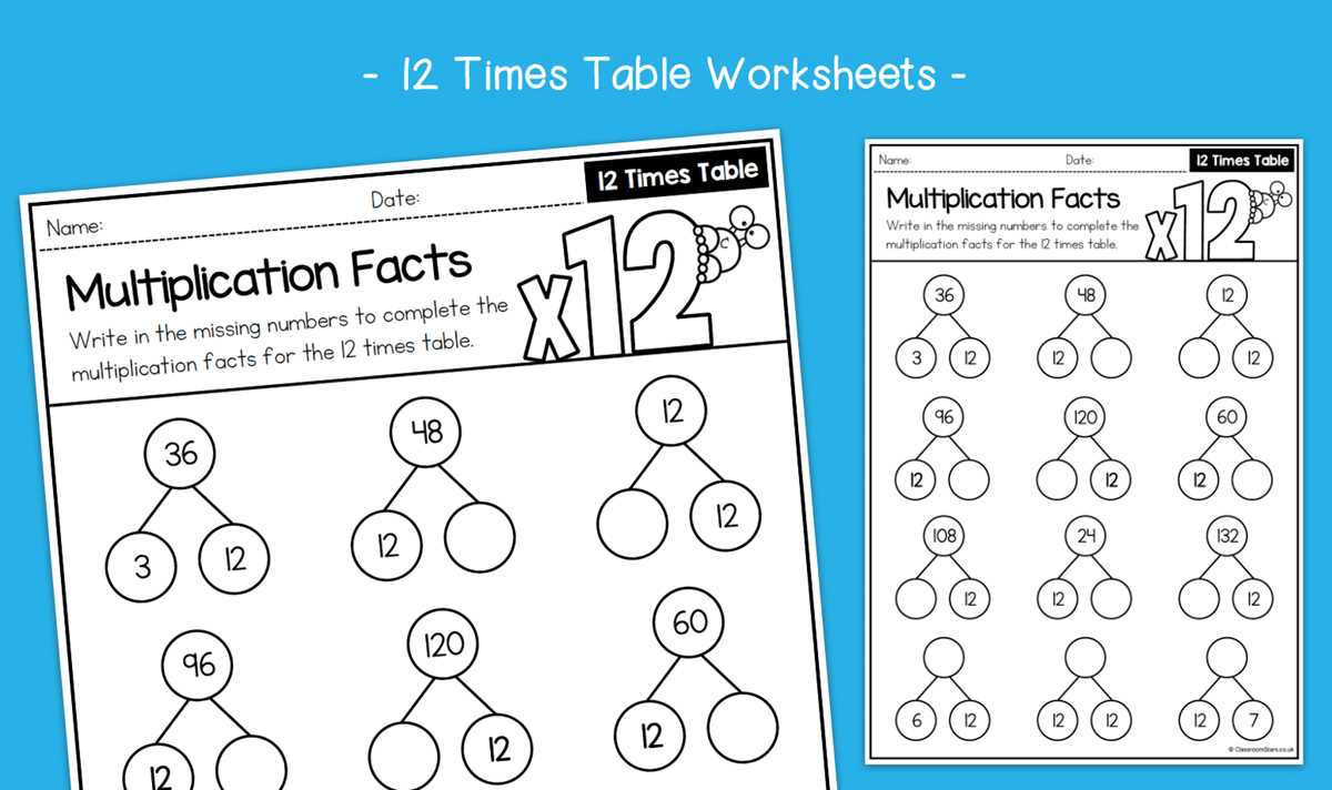 multiplication 12 worksheet