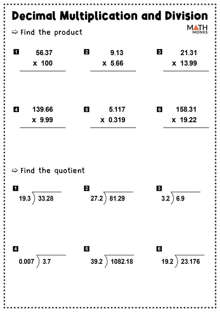 multiplication and division worksheets grade 6