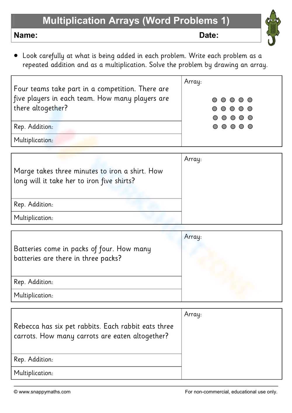 multiplication array worksheets