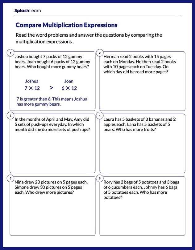 multiplication as a comparison worksheet