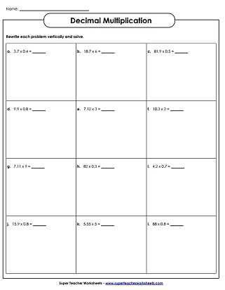 multiplication decimal worksheets