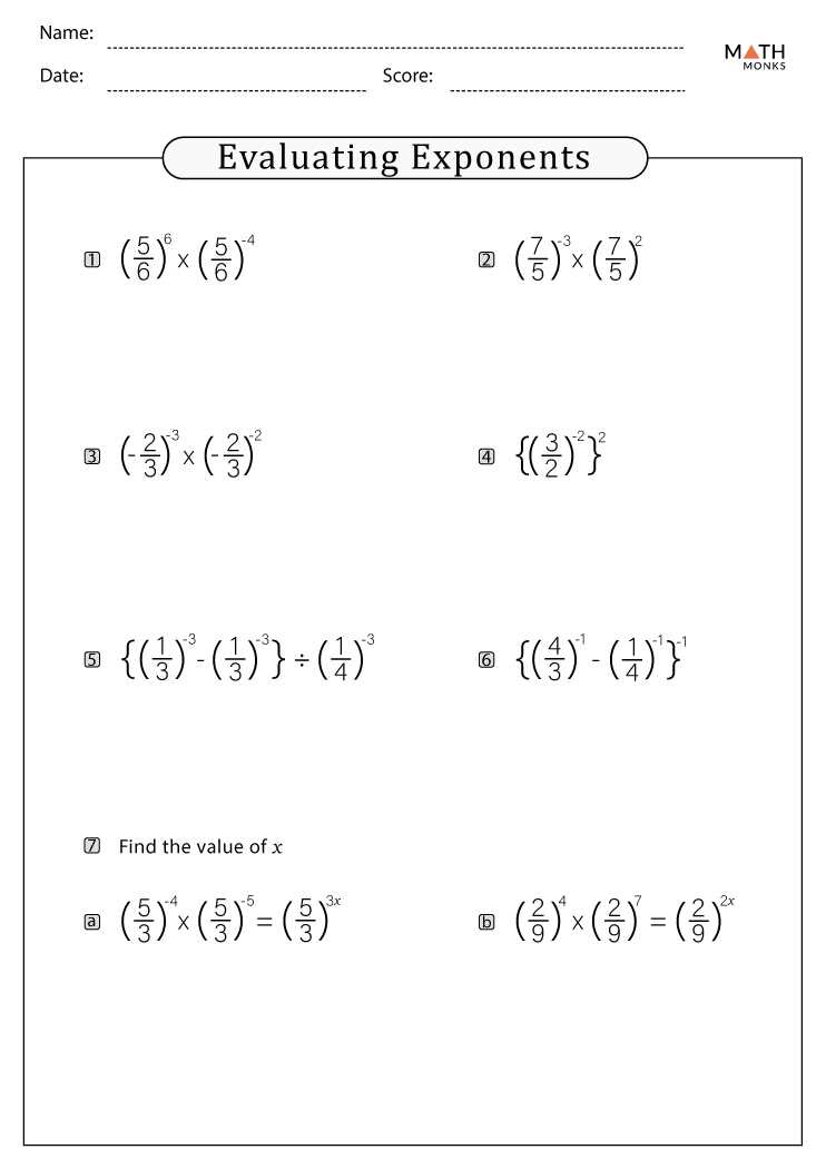 multiplication exponents worksheet