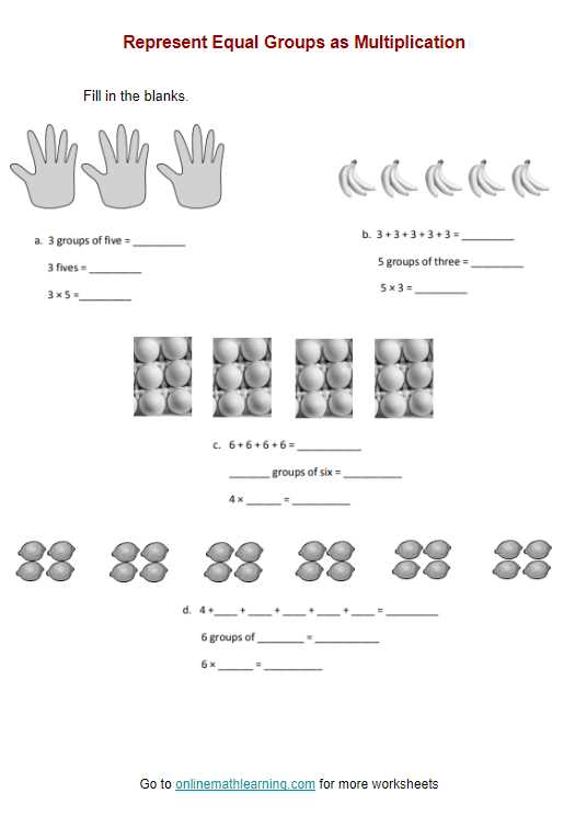 multiplication groups of worksheet