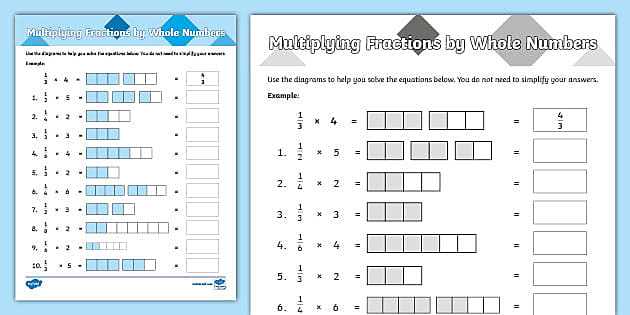 multiplication of fractions with whole numbers worksheets