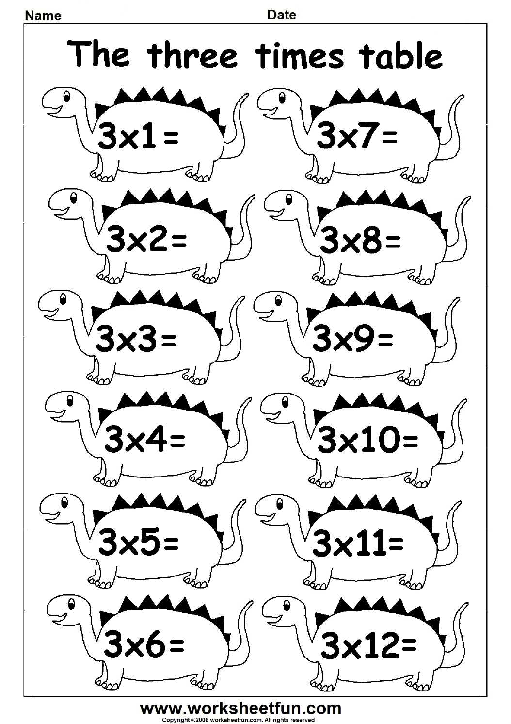 multiplication times table worksheet