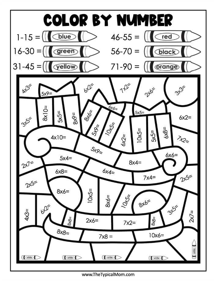 multiplication worksheets color by number