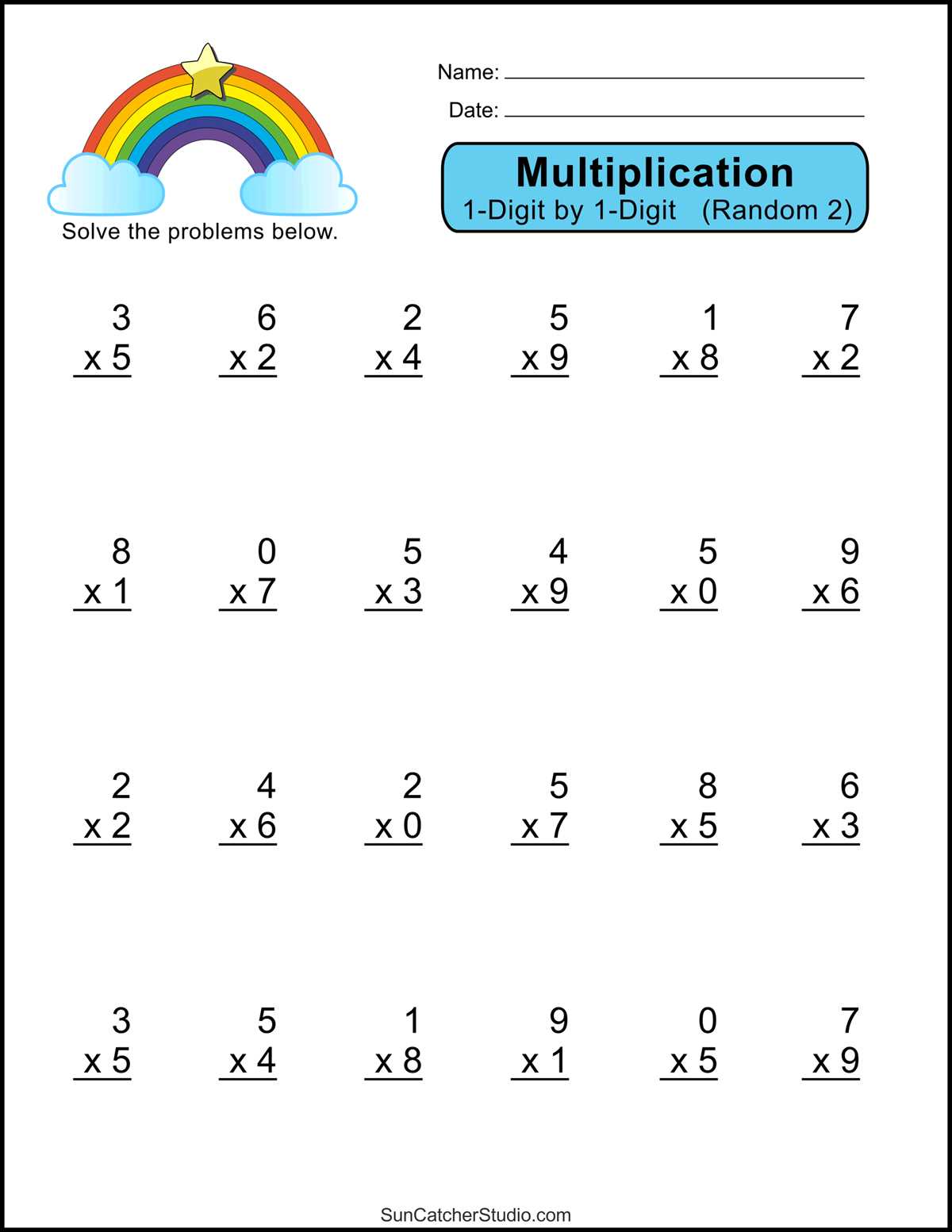 multiplying 3 digits by 1 digit worksheet