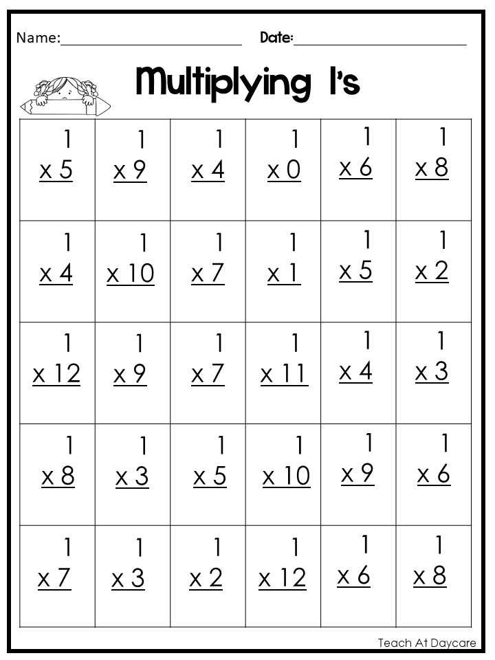 multiplying by 0 and 1 worksheets