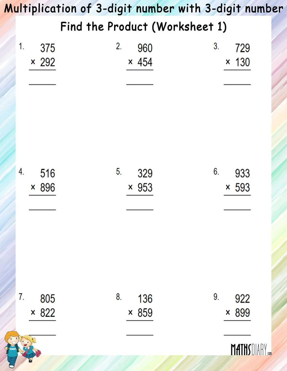 multiplying by 4 worksheet