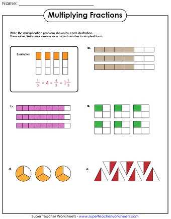 multiplying fractions with models worksheet
