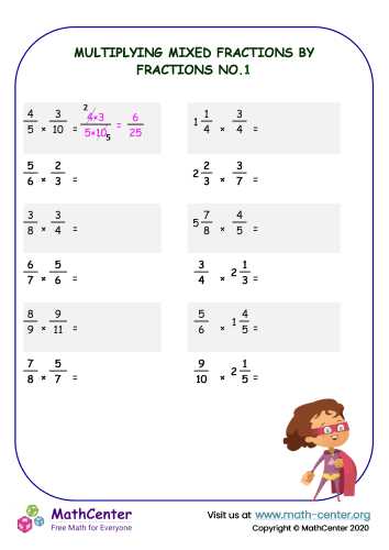 multiplying mixed fractions worksheet