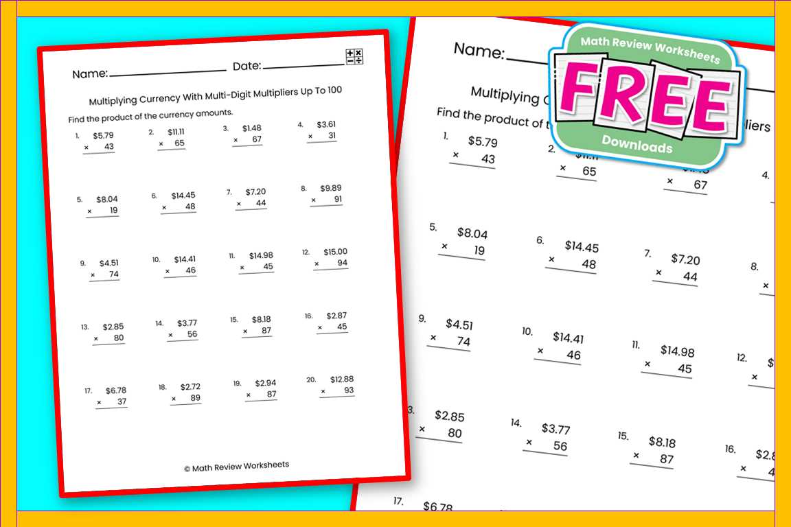 multiplying multi digit numbers worksheet