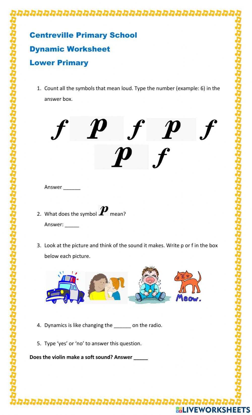 music dynamics worksheet