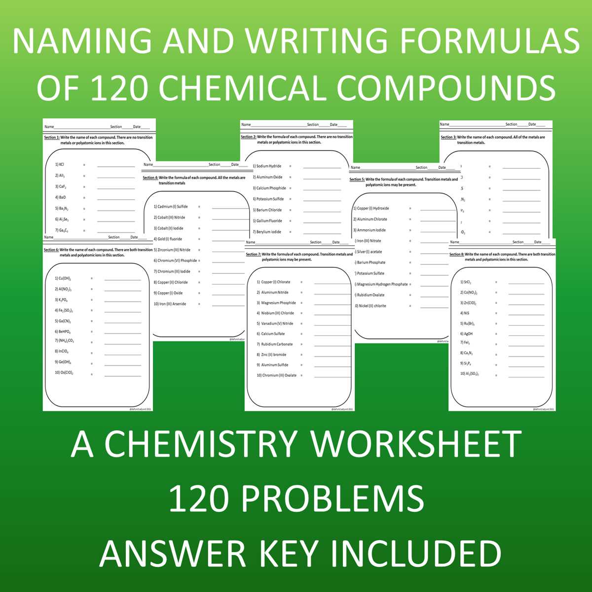 naming compounds chemistry worksheet