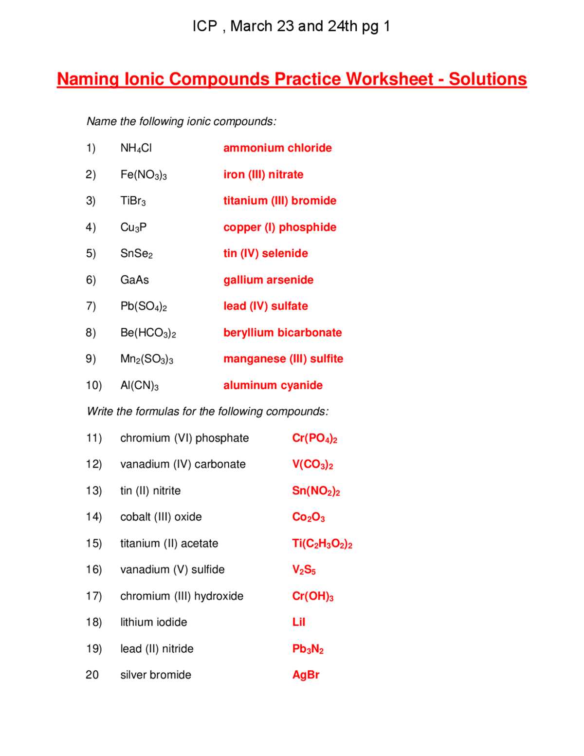 naming compounds chemistry worksheet