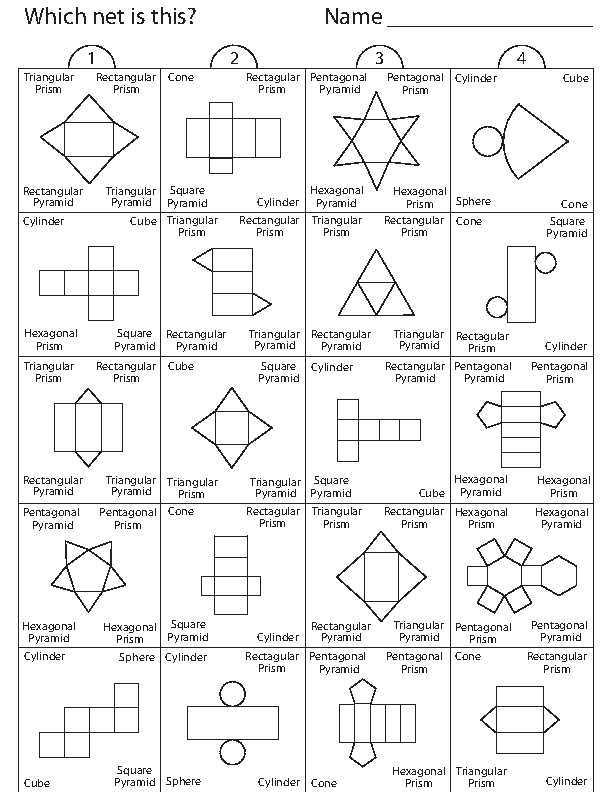 nets 3d shapes worksheet