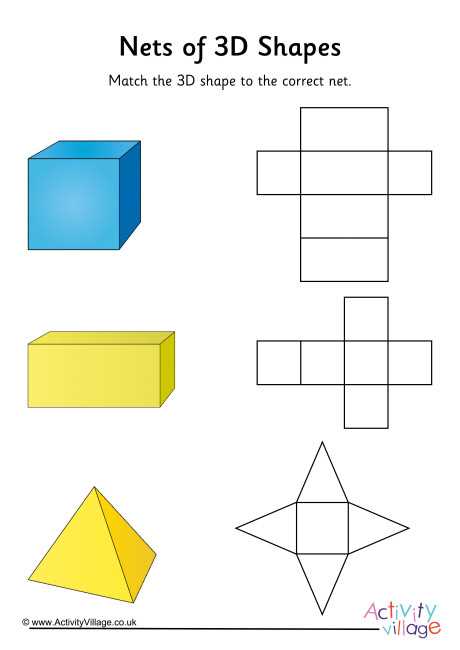 nets 3d shapes worksheet