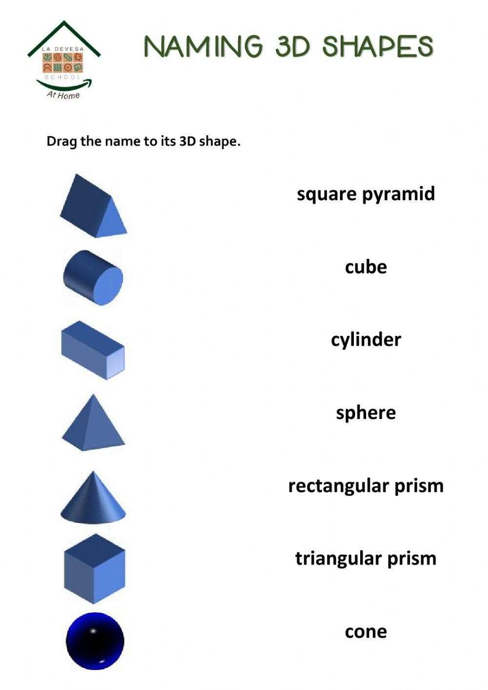 nets of 3d shapes worksheet