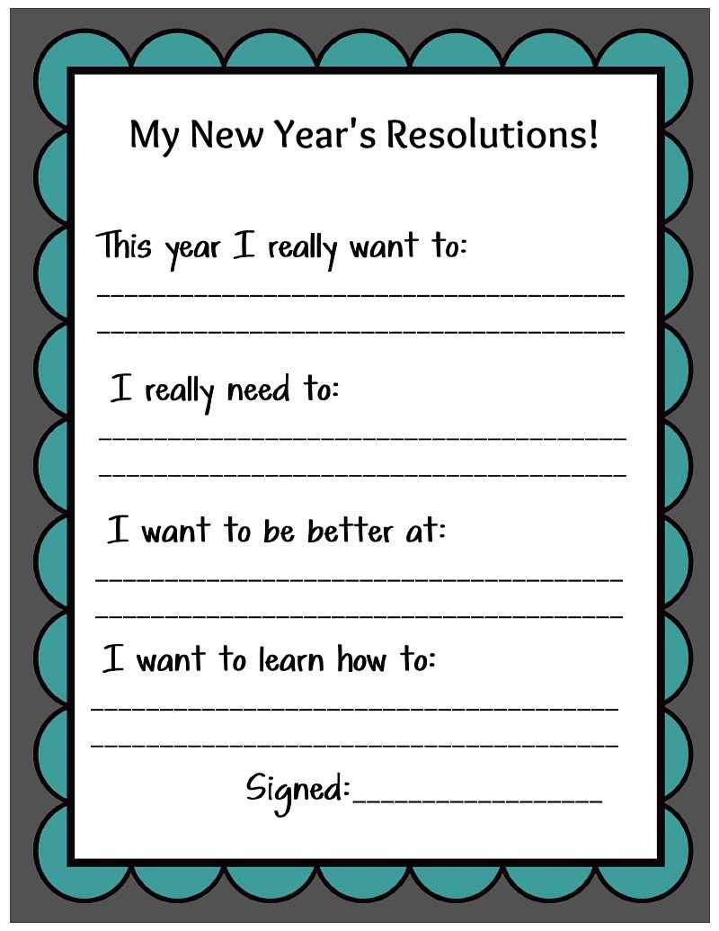new years resolution worksheet for kids