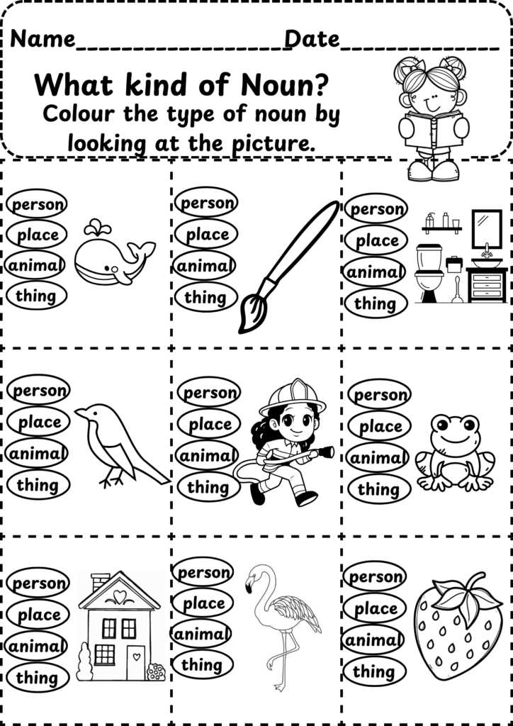 noun worksheets kindergarten