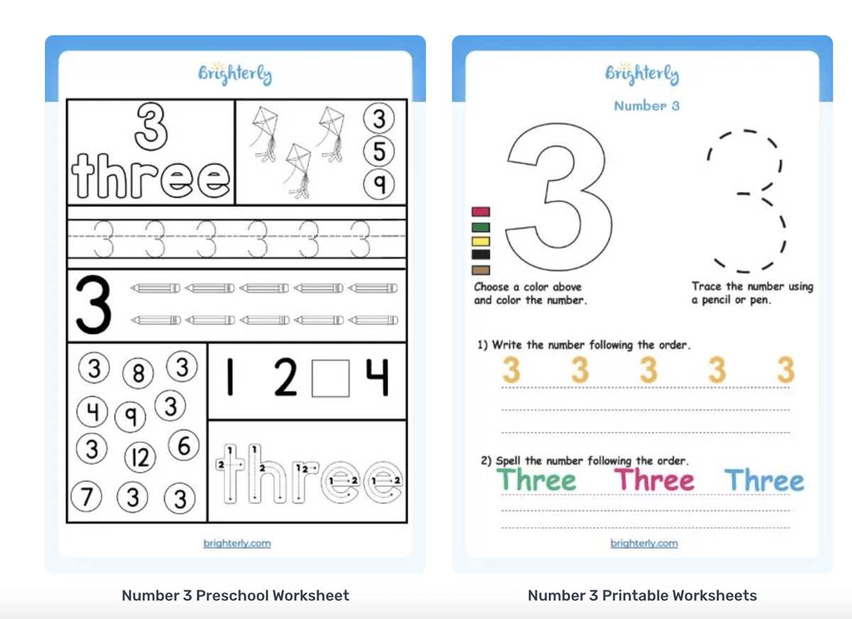number 3 worksheets for preschoolers