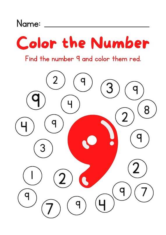 number 9 preschool worksheet