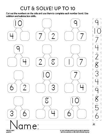 number bonds to 10 worksheet