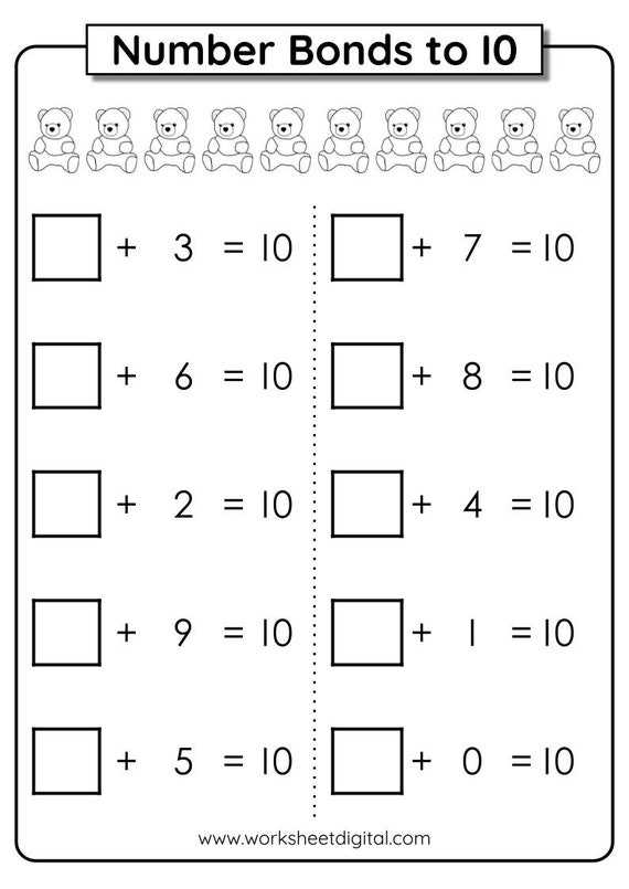number bonds worksheets kindergarten