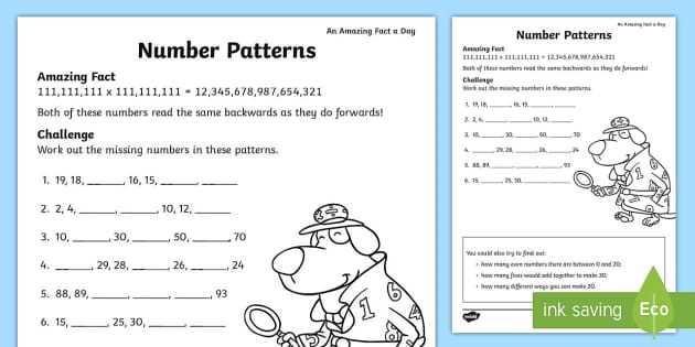 numbers and patterns worksheets