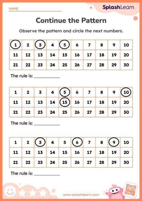 numbers and patterns worksheets